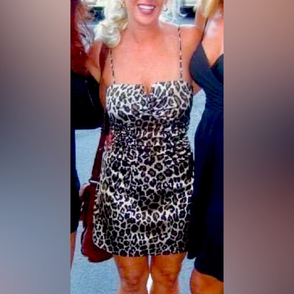 Cache Satin/Poly Leopard Print Dress. Sz 4. - image 1